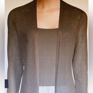 White House Black Market NWT brown espresso Shimmer cardigan / cover up Medium